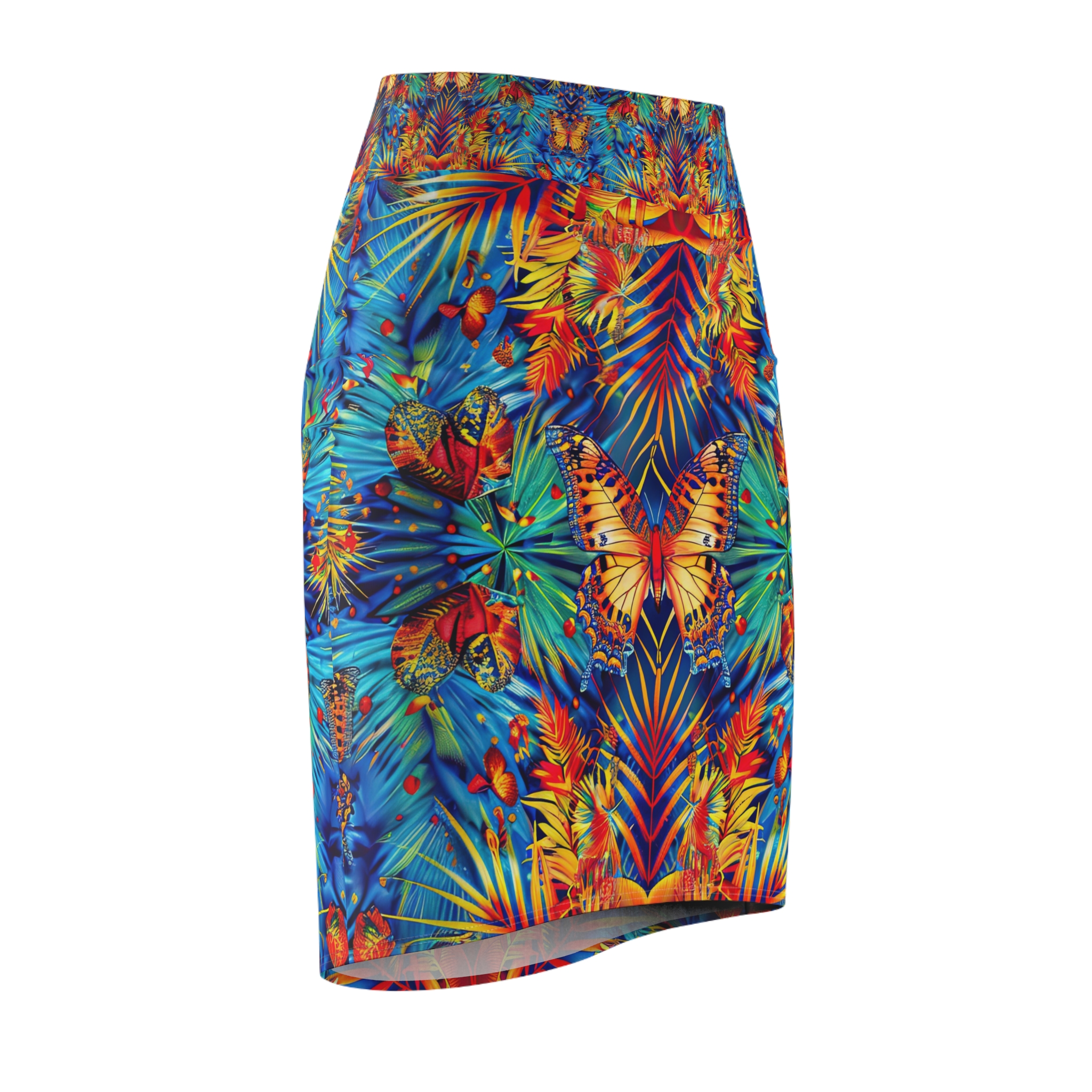 Tropical Butterfly Print Women's Pencil Skirt - Vibrant Summer Style - Image 4