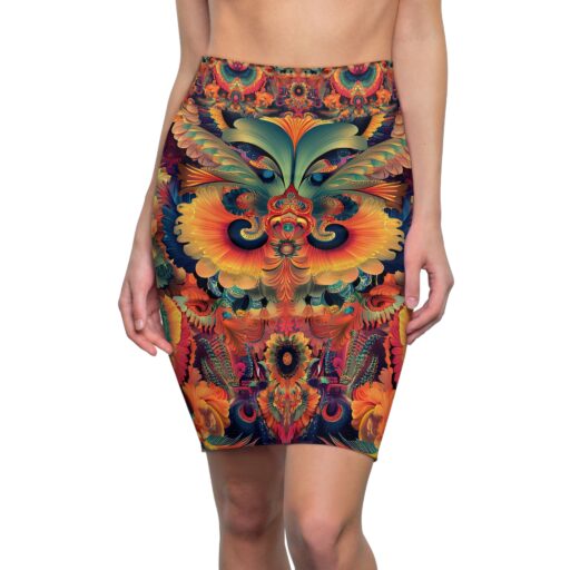 Vibrant Floral Pencil Skirt for Women - Colorful Abstract Design