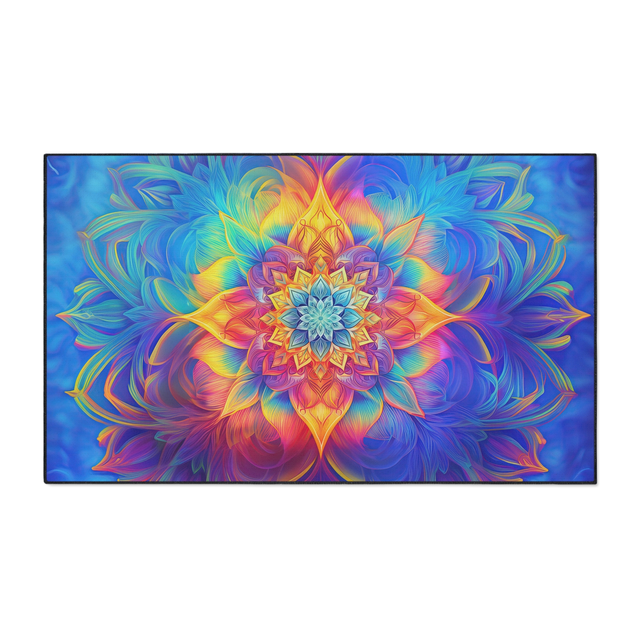 Floor Mat - Psychedelic Kaleidoscope Fractal Rainbow Design - Image 4