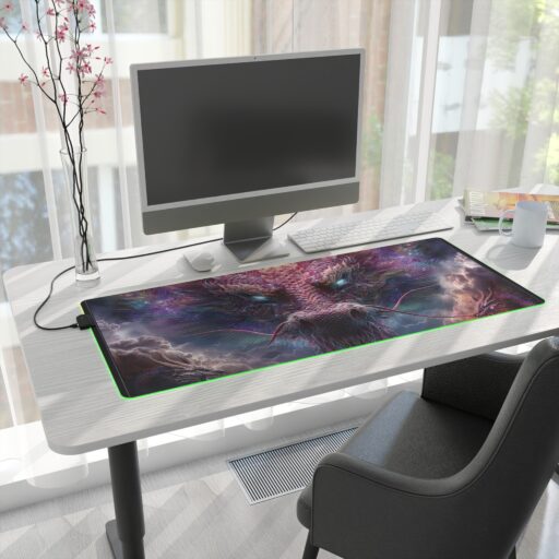 Dragon-Themed LED Gaming Mouse Pad - Colorful RGB Glow for Gamers