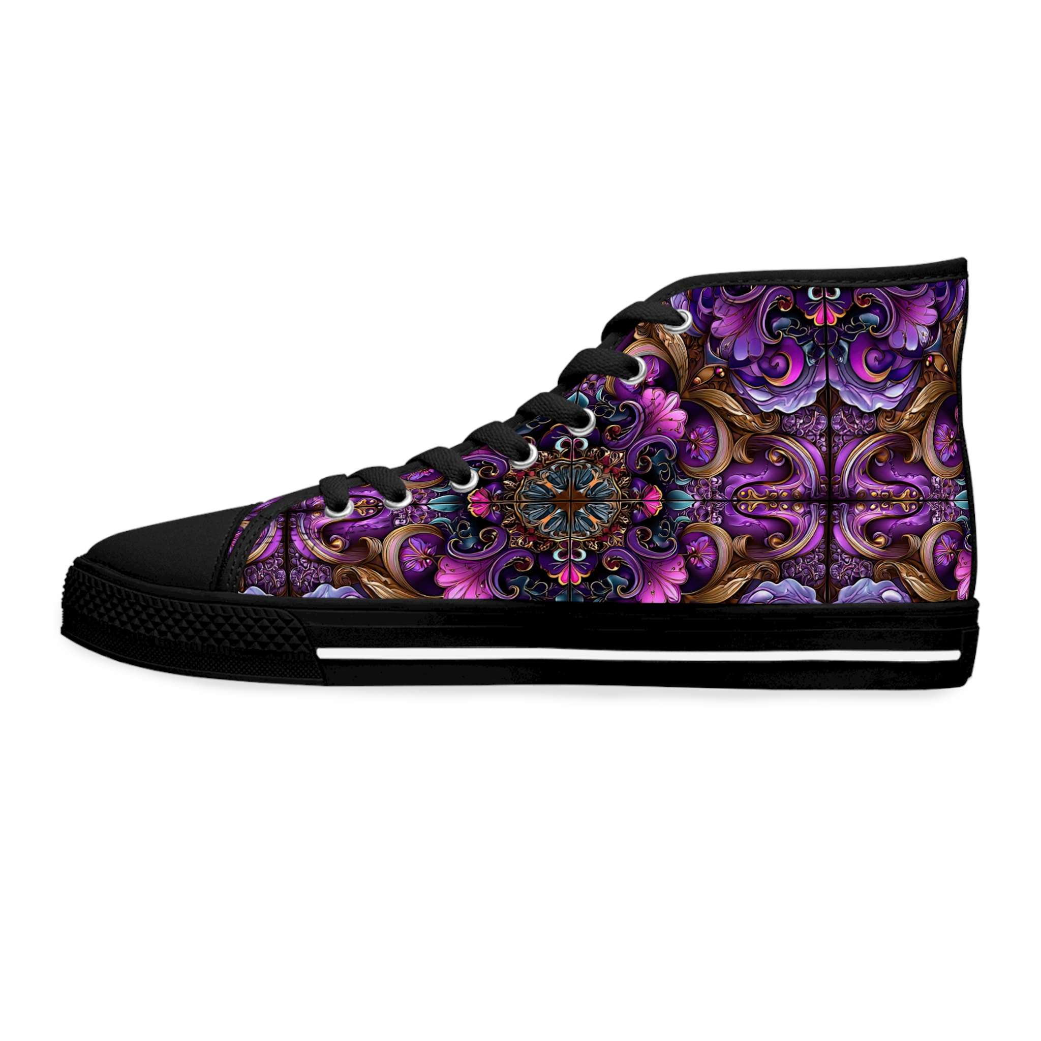 Bohemian High Top Sneakers - Colorful Floral Design for Trendy Women - Image 5