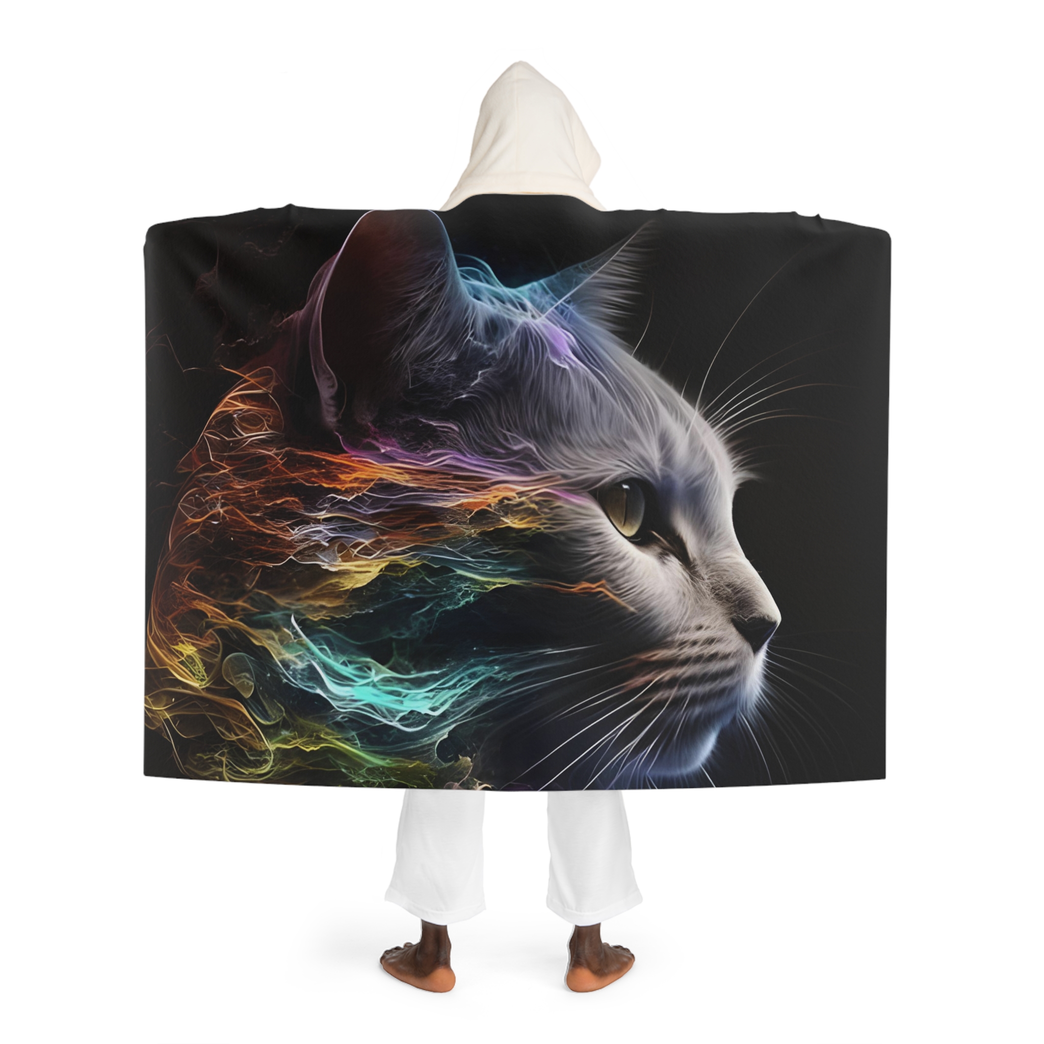 Super model Kitty Hooded Sherpa Fleece Blanket