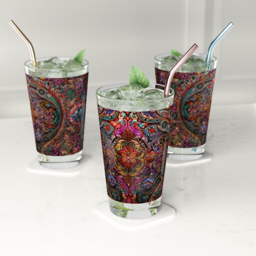 Vibrant Artistic Pint Glass - 16oz, Colorful Decorative Drinkware