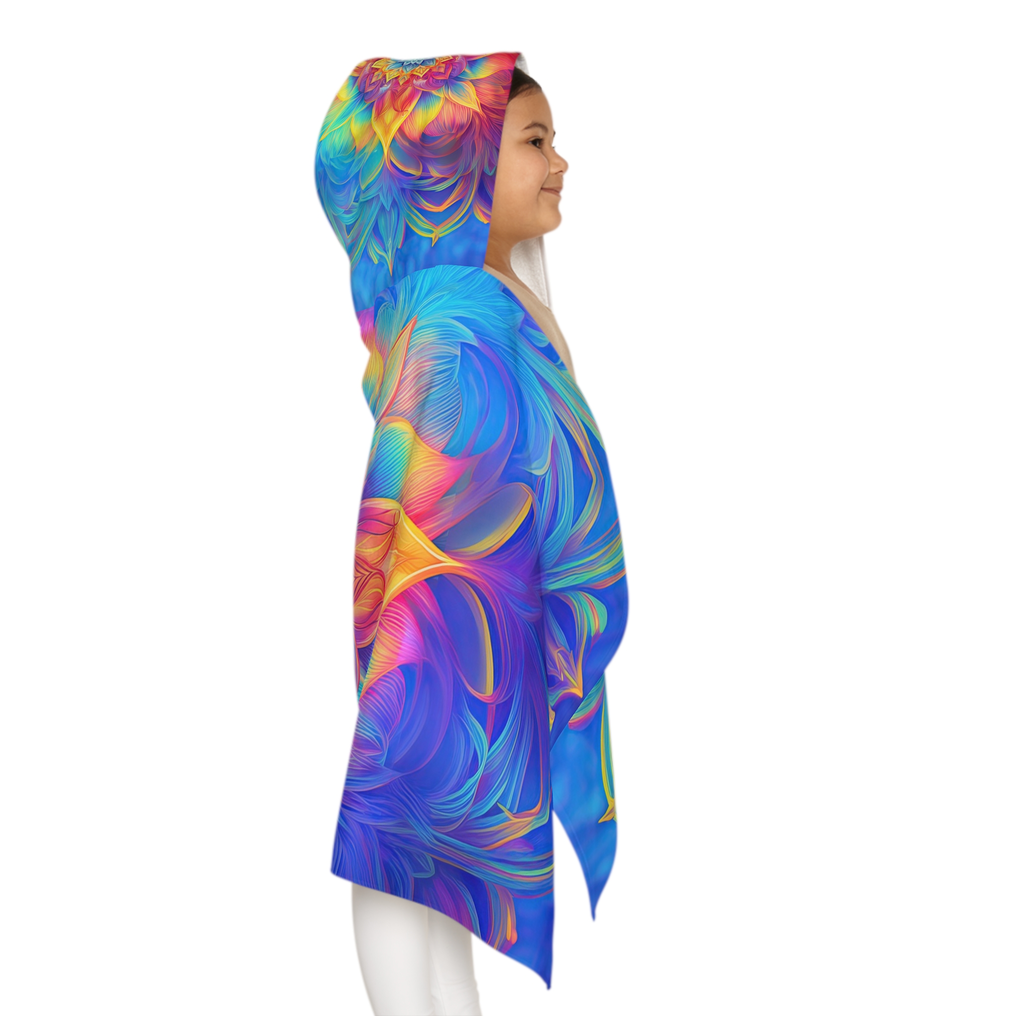 Vibrant Floral Youth Hooded Towel - Perfect for Bath Time and Beach Fun - Image 7