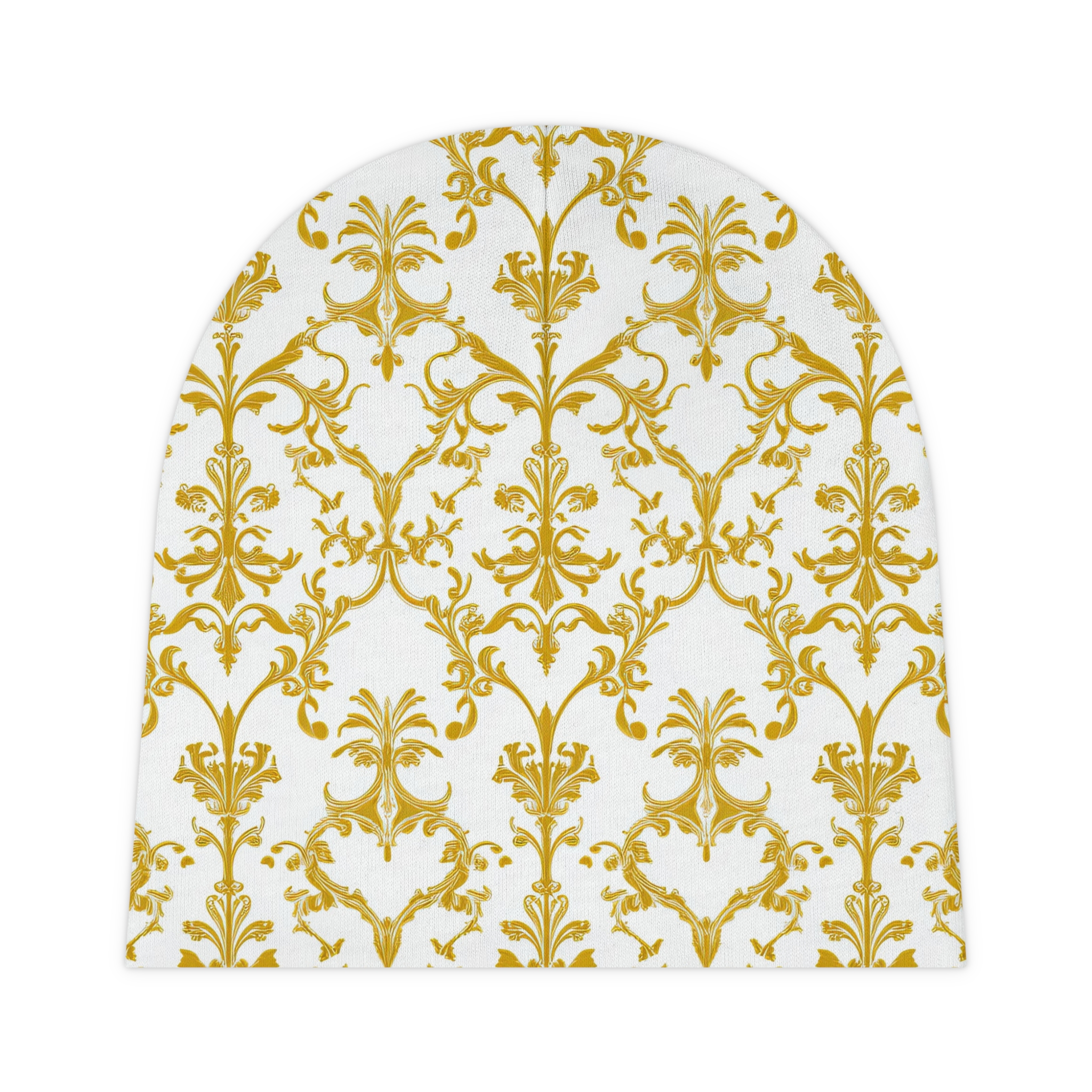 Elegant Golden Floral Baby Beanie for Newborns - Image 2