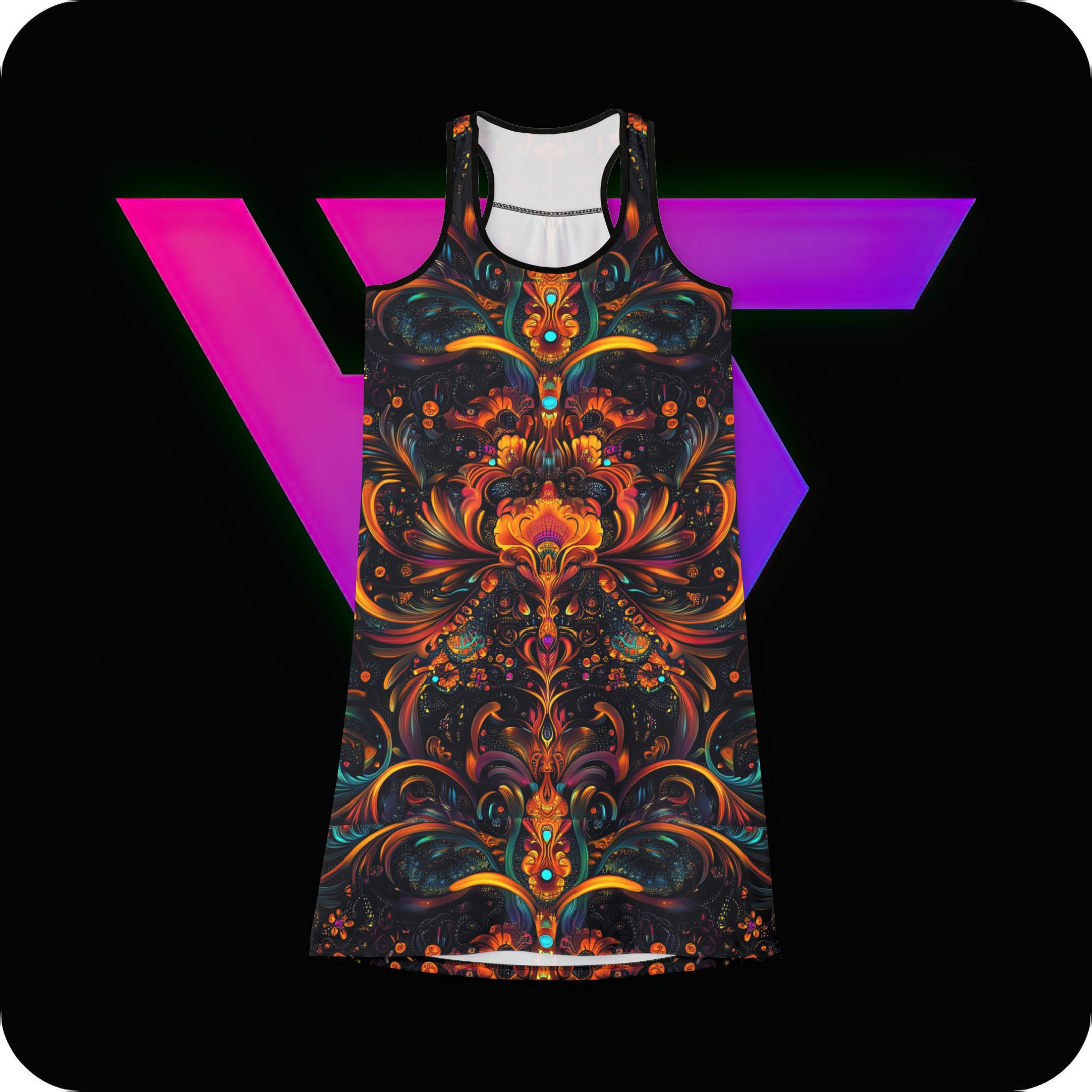 Bohemian Floral Women's Racerback Dress - Vibrant Pattern for Summer Style - Image 2