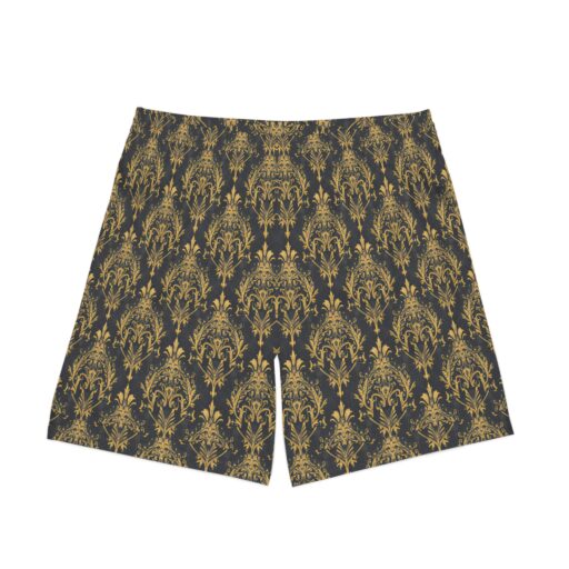 Men's Beach Shorts - Elegant Gold Pattern