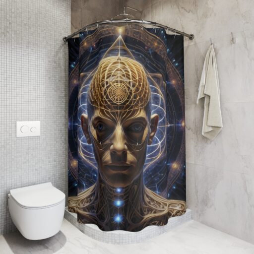 Enlightened Spirit Shower Curtain - Abstract Cosmic Design for Mindful Spaces