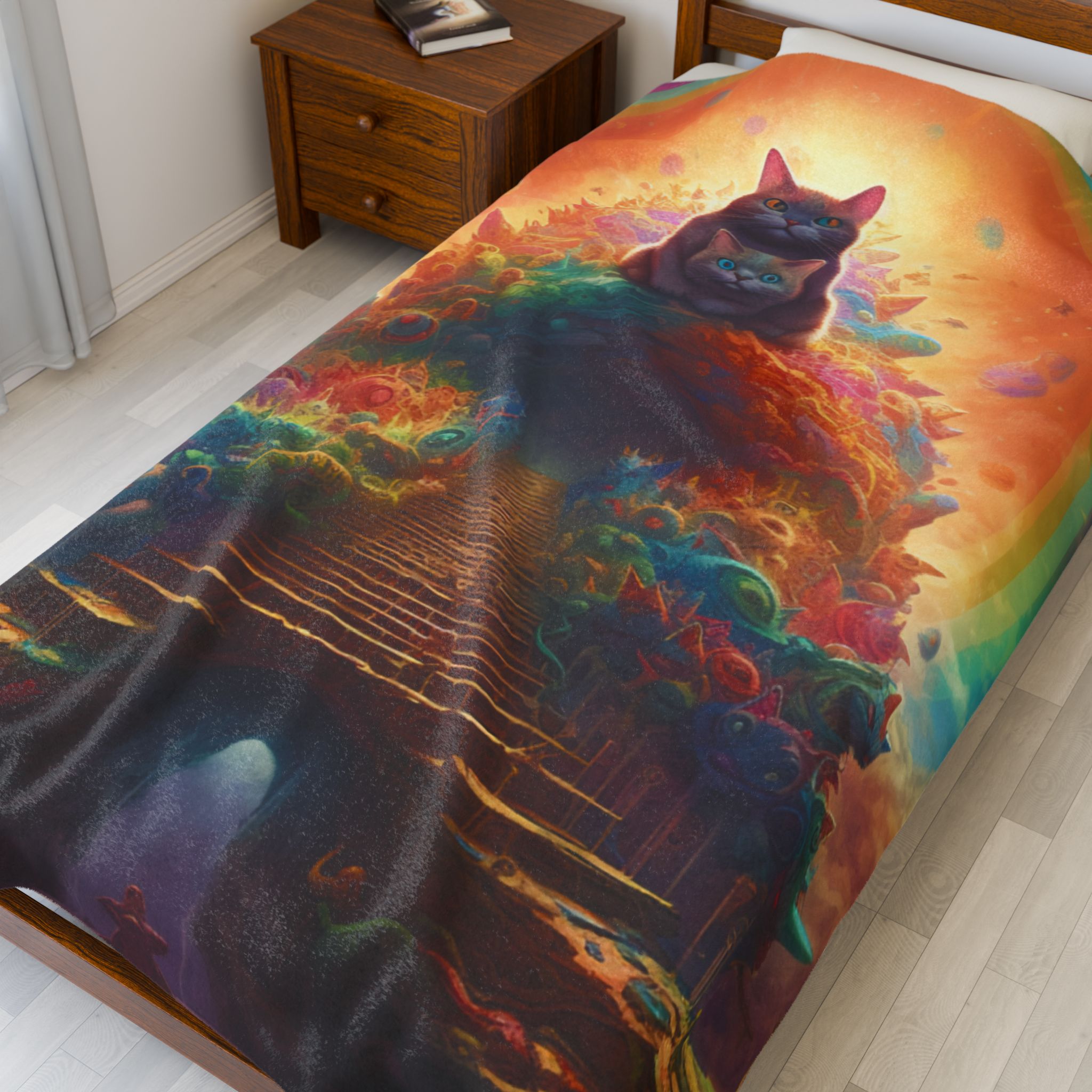 Cute Kitty Kingdom Velveteen Plush Blanket House of Trippers - Image 11