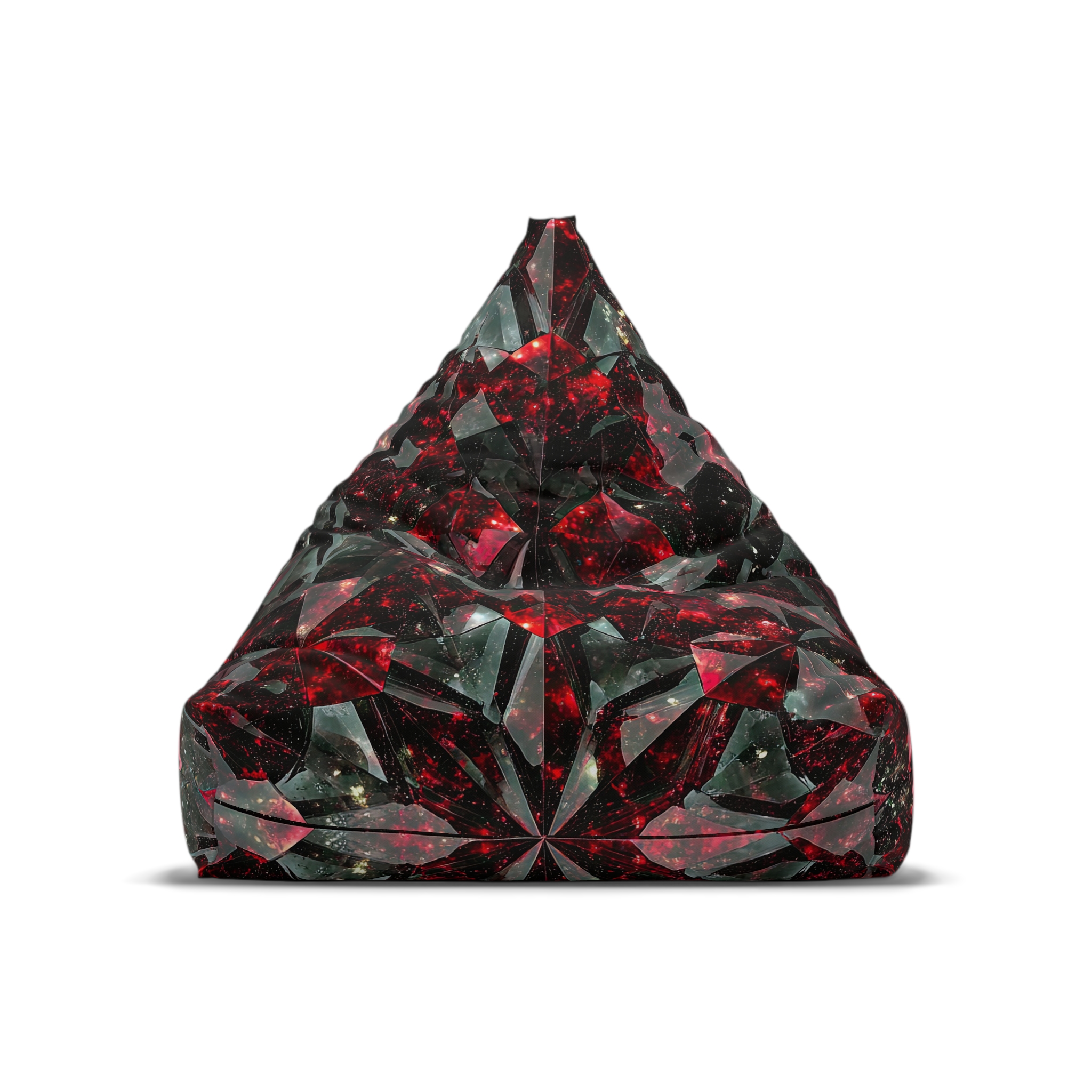 Black and Red Diamond Glass Galaxy-Inspired Bean Bag Chair Cover for Cozy Spaces