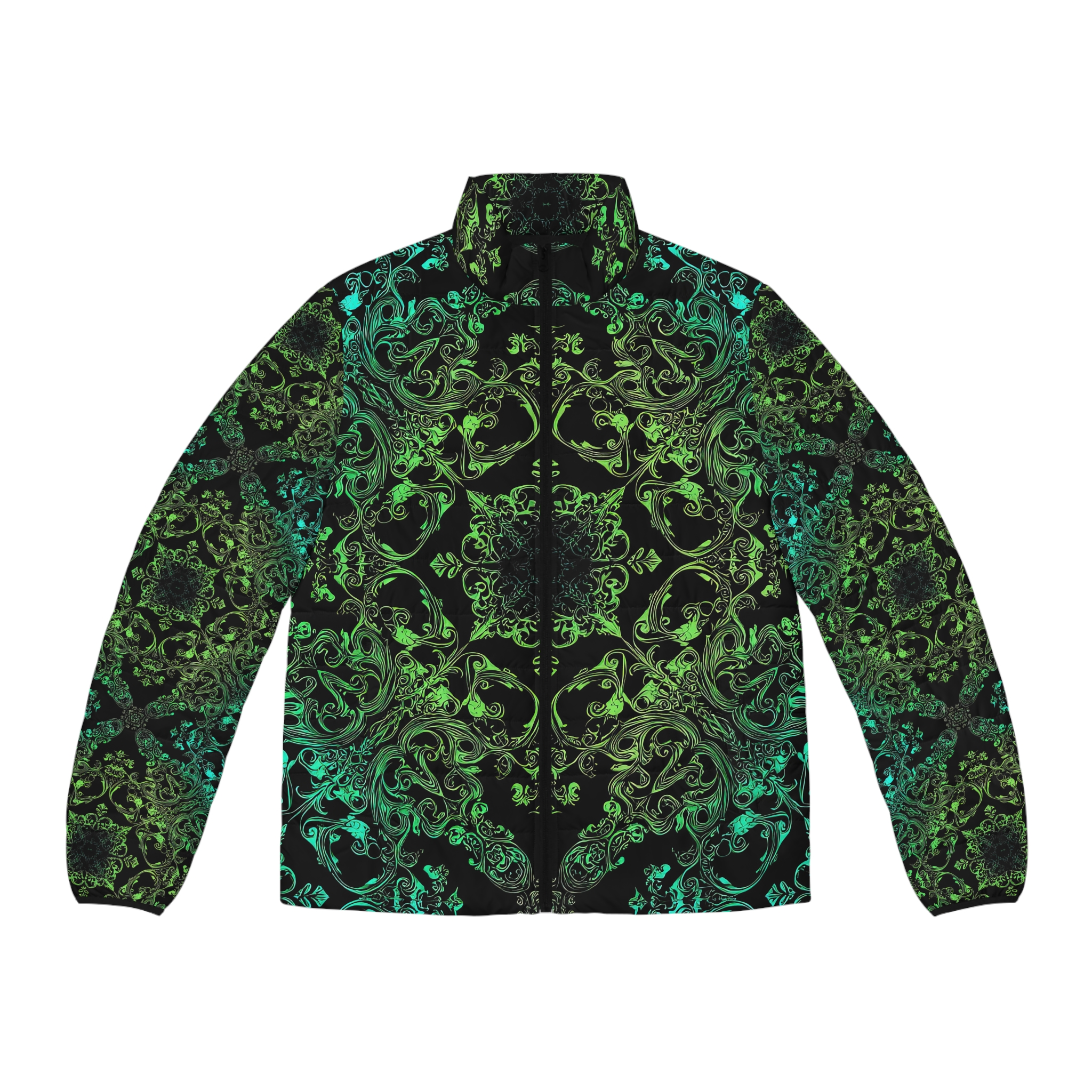 Men's Puffer Jacket - Vibrant Swirl Pattern for Stylish Comfort