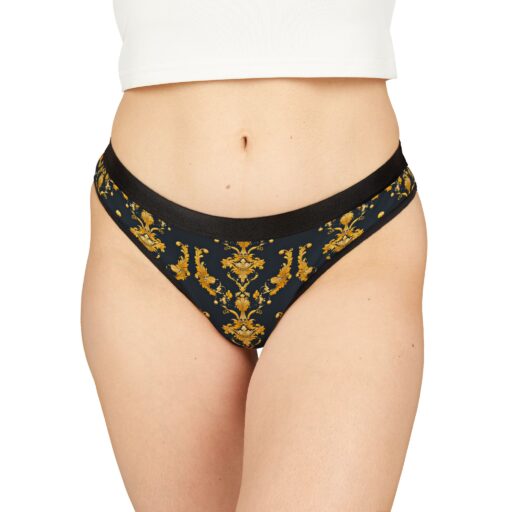Luxury Patterned Women's Thongs - Elegant Golden Floral Design