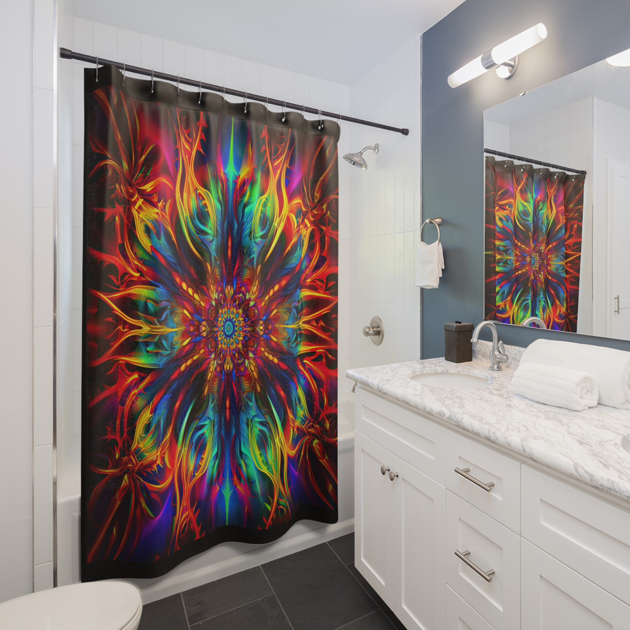 Calming Vibrant Mandala Shower Curtain - Image 4