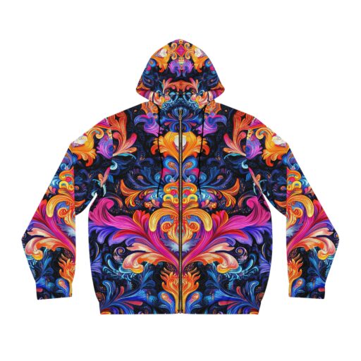 Vibrant Floral Men's Full-Zip Hoodie for Art Lovers