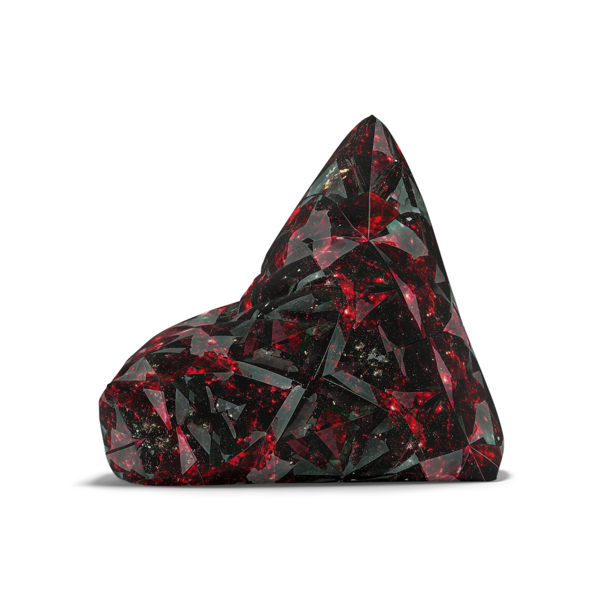 Black and Red Diamond Glass Galaxy-Inspired Bean Bag Chair Cover for Cozy Spaces - Image 4