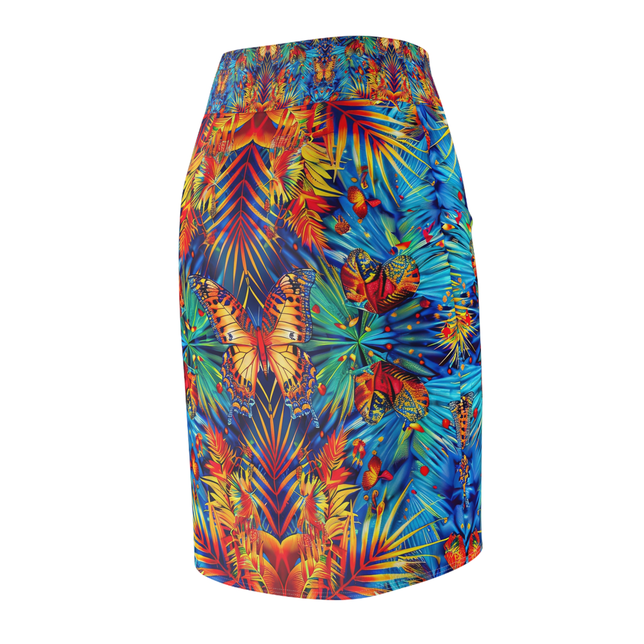 Tropical Butterfly Print Women's Pencil Skirt - Vibrant Summer Style - Image 5