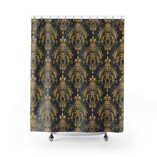 Elegant Black and Gold Damask Shower Curtain for Luxurious Home Decor