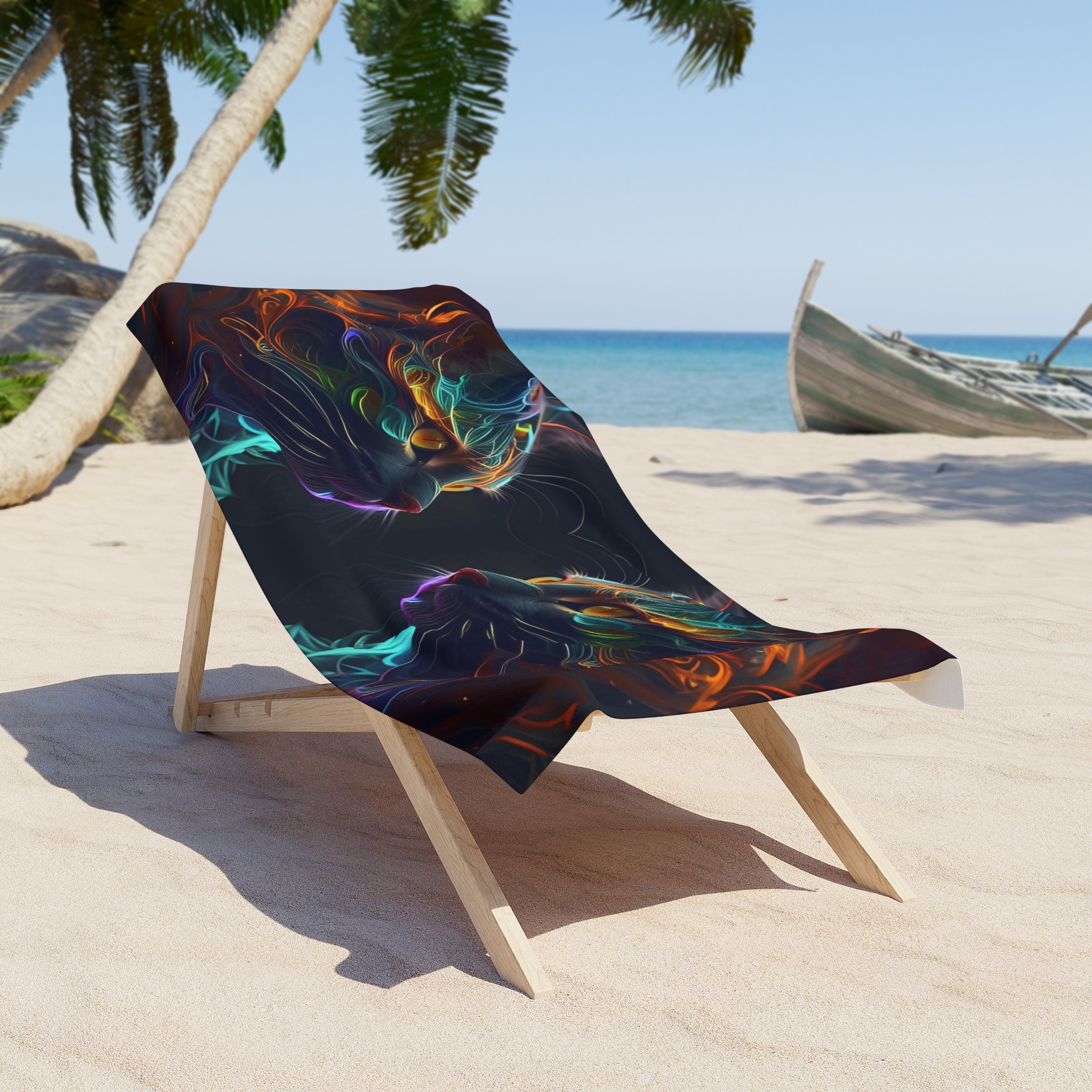 Focused Kitty Beach Towel - Image 2