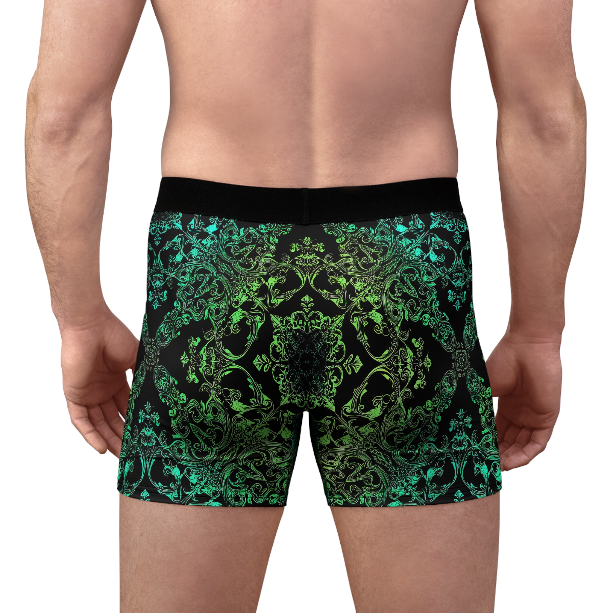 Men's Boxer Briefs - Stylish Green Floral Pattern Underwear - Image 5