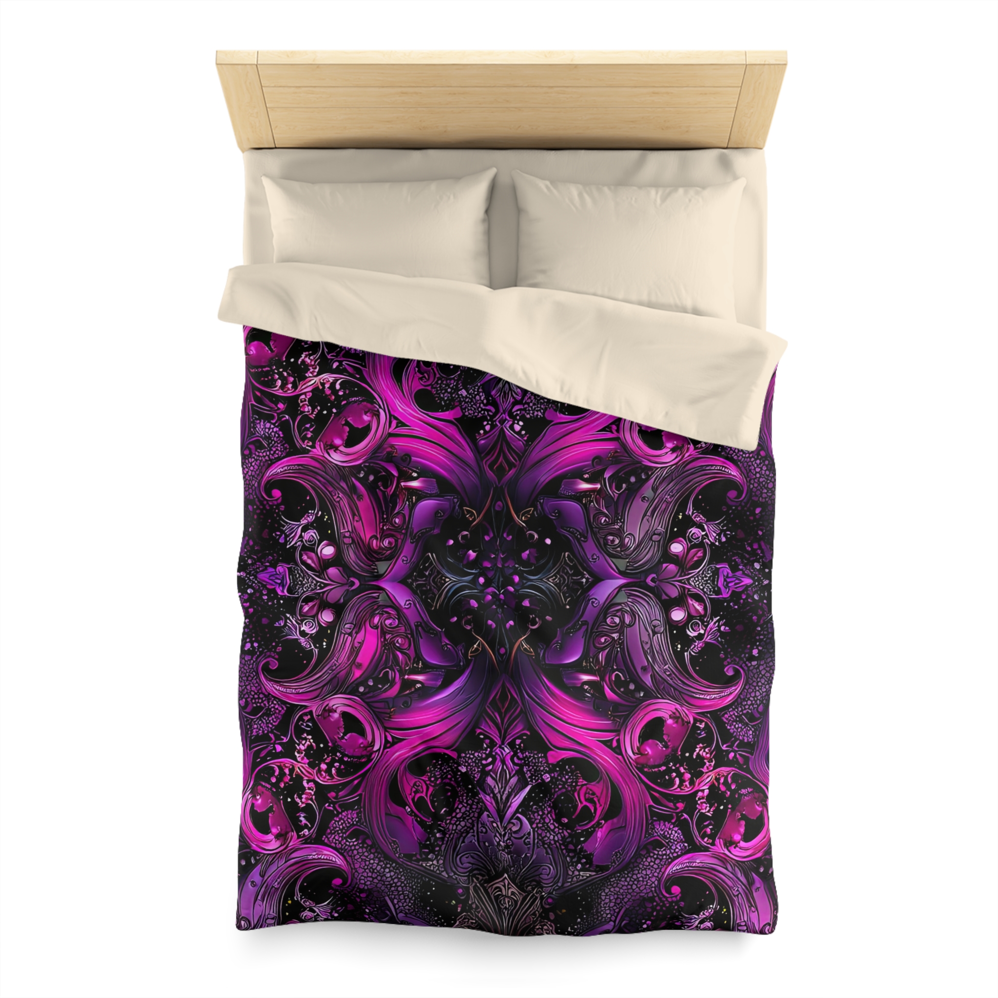 Vibrant Purple Swirl Microfiber Duvet Cover - Luxurious Bedding for a Cozy Home - Image 5