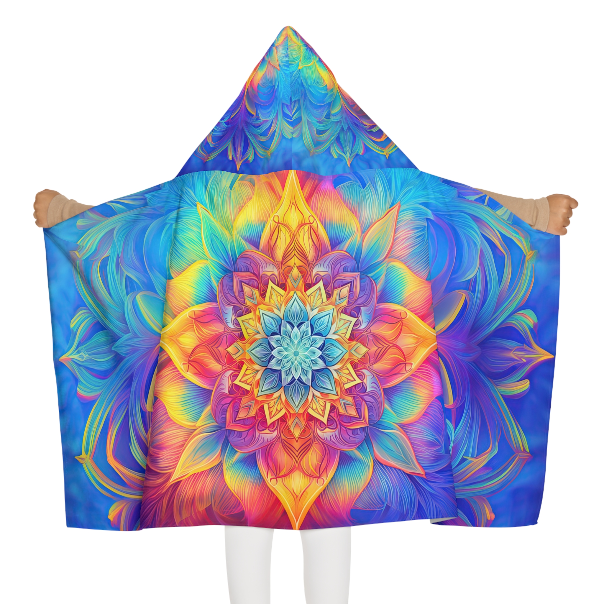 Vibrant Floral Youth Hooded Towel - Perfect for Bath Time and Beach Fun