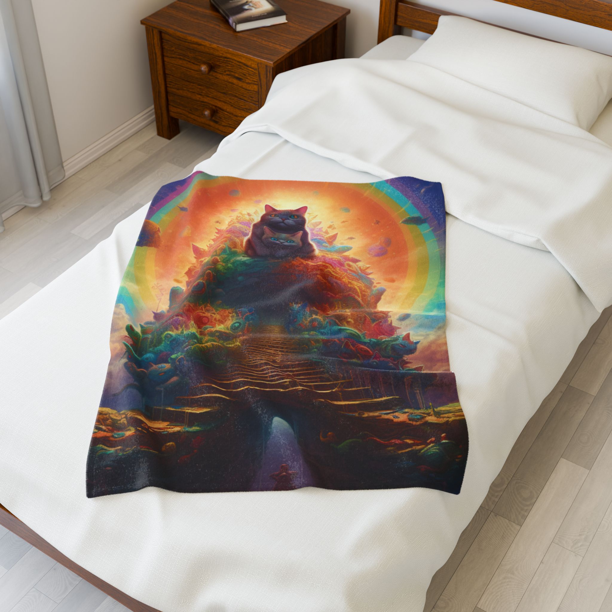 Cute Kitty Kingdom Velveteen Plush Blanket House of Trippers - Image 3