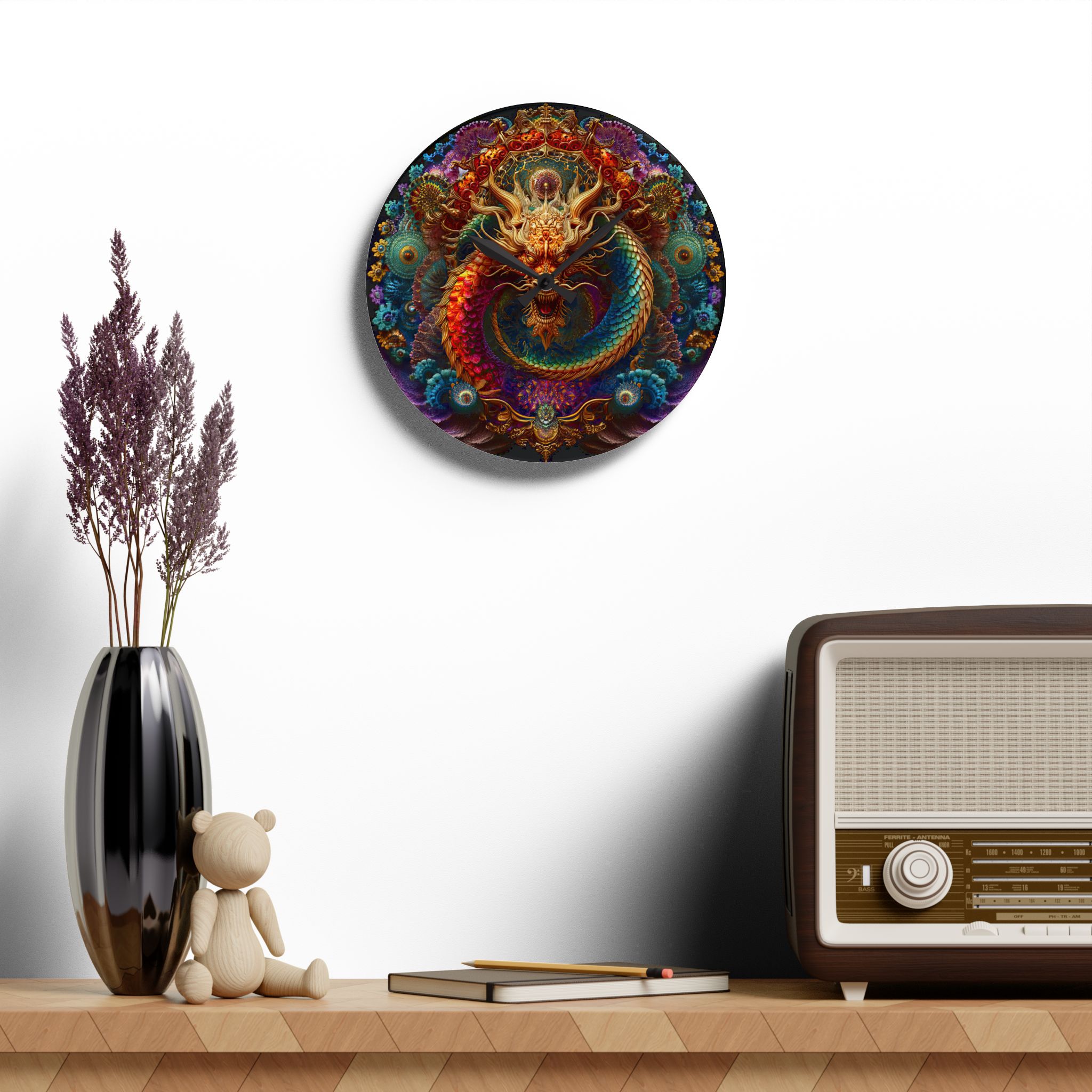 Dragon Fantasy Acrylic Wall Clock - Colorful Home Decor for Art Lovers - Image 4