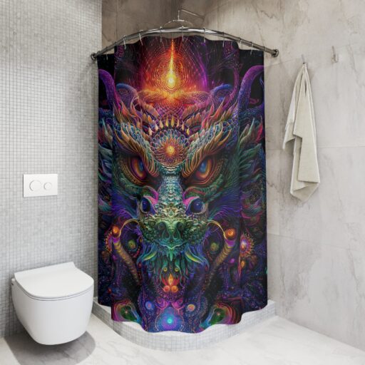 Cosmic Dragon Shower Curtain - Vibrant Bohemian Bathroom Decor