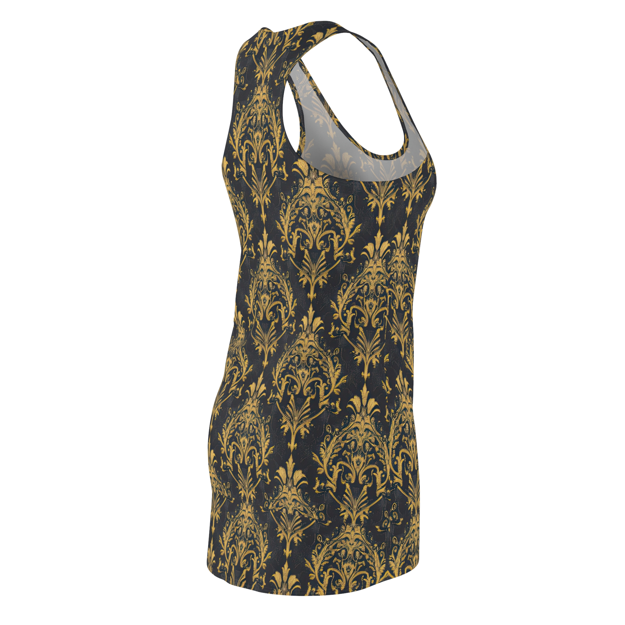 Elegant Gold Floral Racerback Dress - Perfect for Summer Events - Image 5