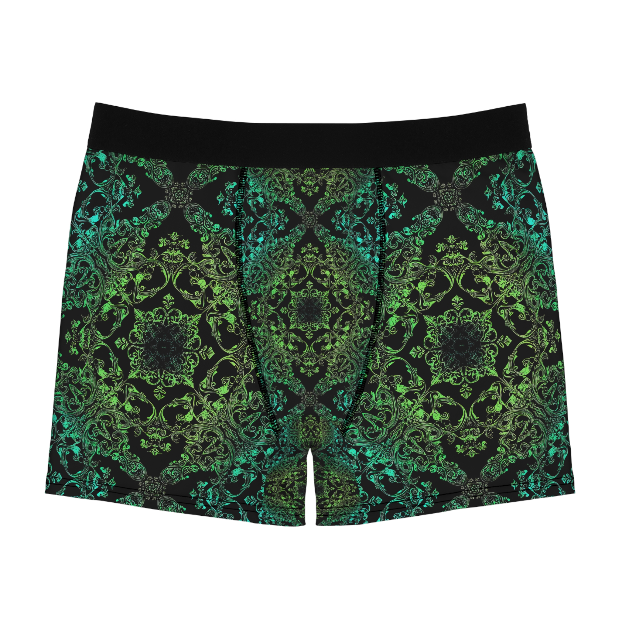 Men's Boxer Briefs - Stylish Green Floral Pattern Underwear - Image 2