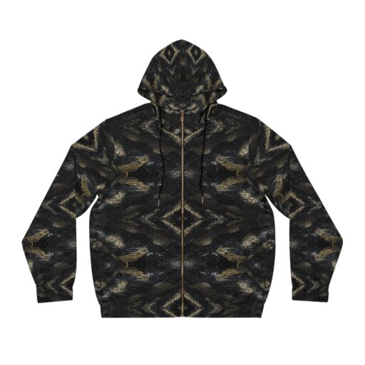Men's Full-Zip Hoodie - Stylish Snake Print Design for Urban Comfort