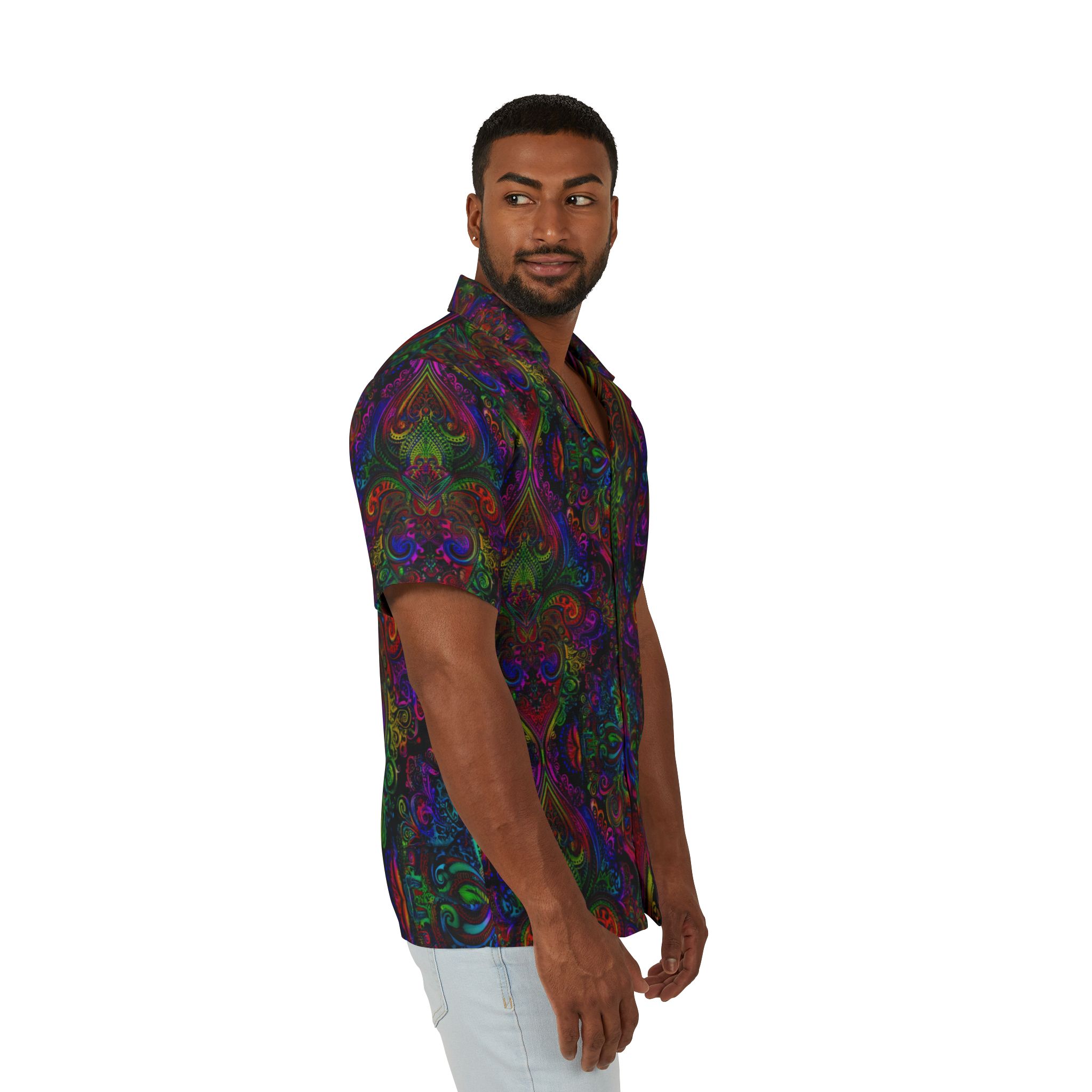 Vibrant Men's Hawaiian Shirt - Colorful Paisley Design for Summer Parties & Vacations - Image 6