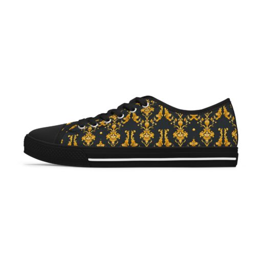 Women's Sneakers - Elegant Gold Floral Design