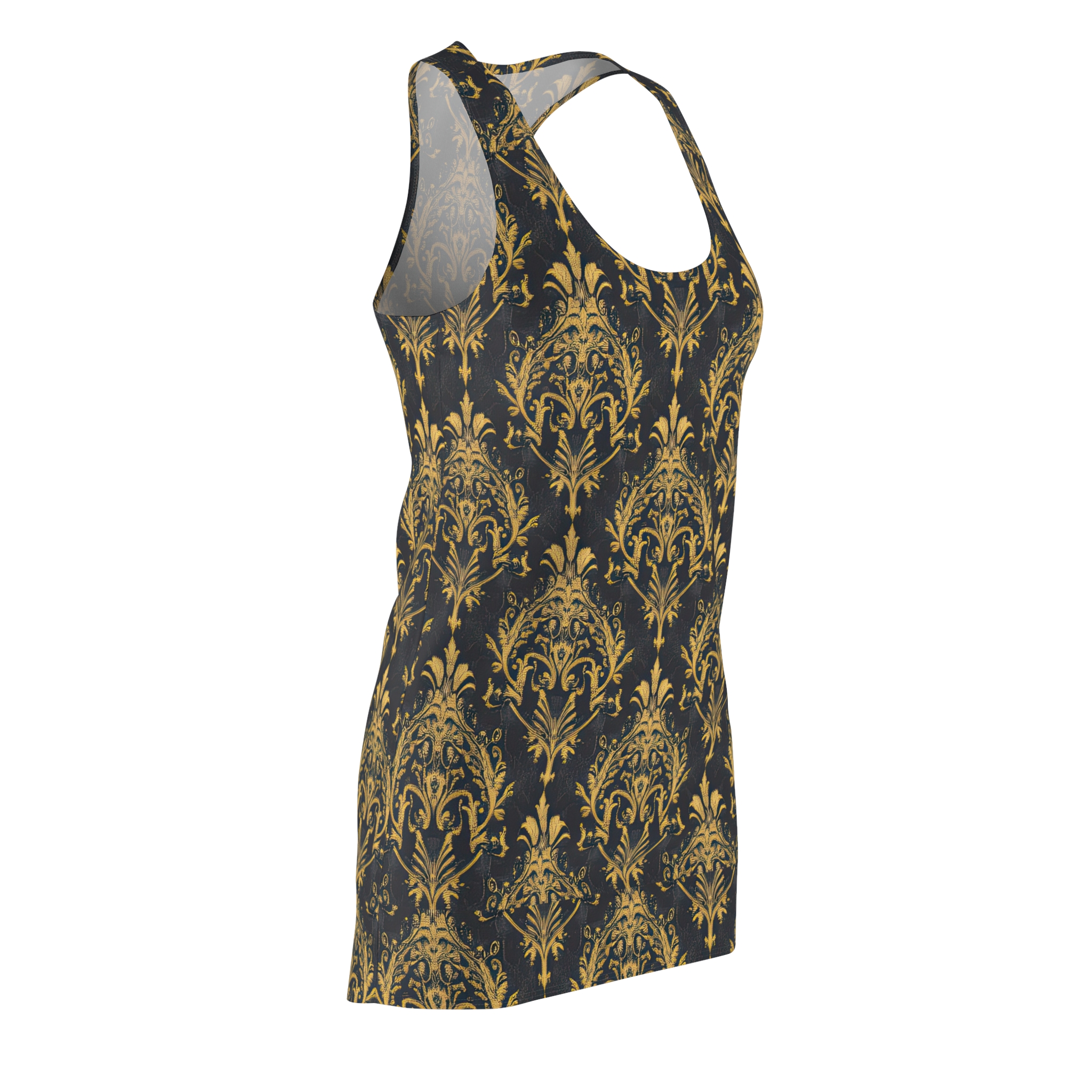 Elegant Gold Floral Racerback Dress - Perfect for Summer Events - Image 4