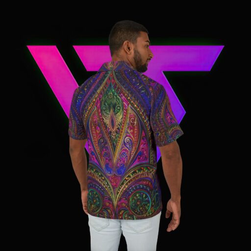 Ibogaine Travelers Men's Hawaiian Camp Shirt with Colorful Paisley Design