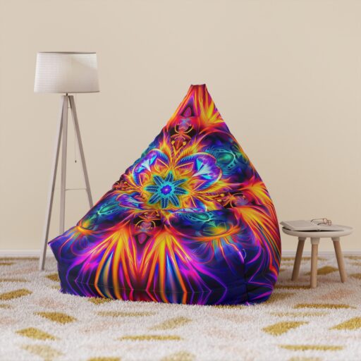 Vibrant Psychedelic Mandala Bean Bag Chair Cover