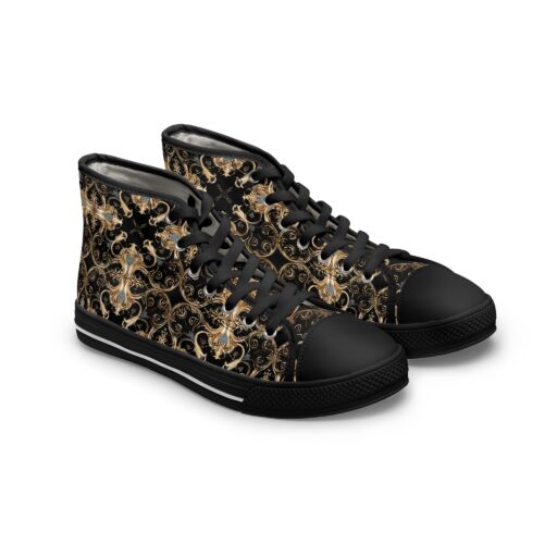Elegant Gold Floral High Top Sneakers for Women