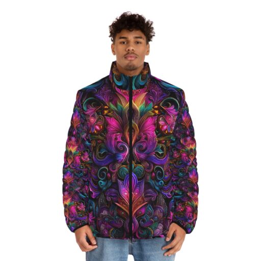 Men's Vibrant Floral Puffer Jacket - Stylish & Warm Outerwear