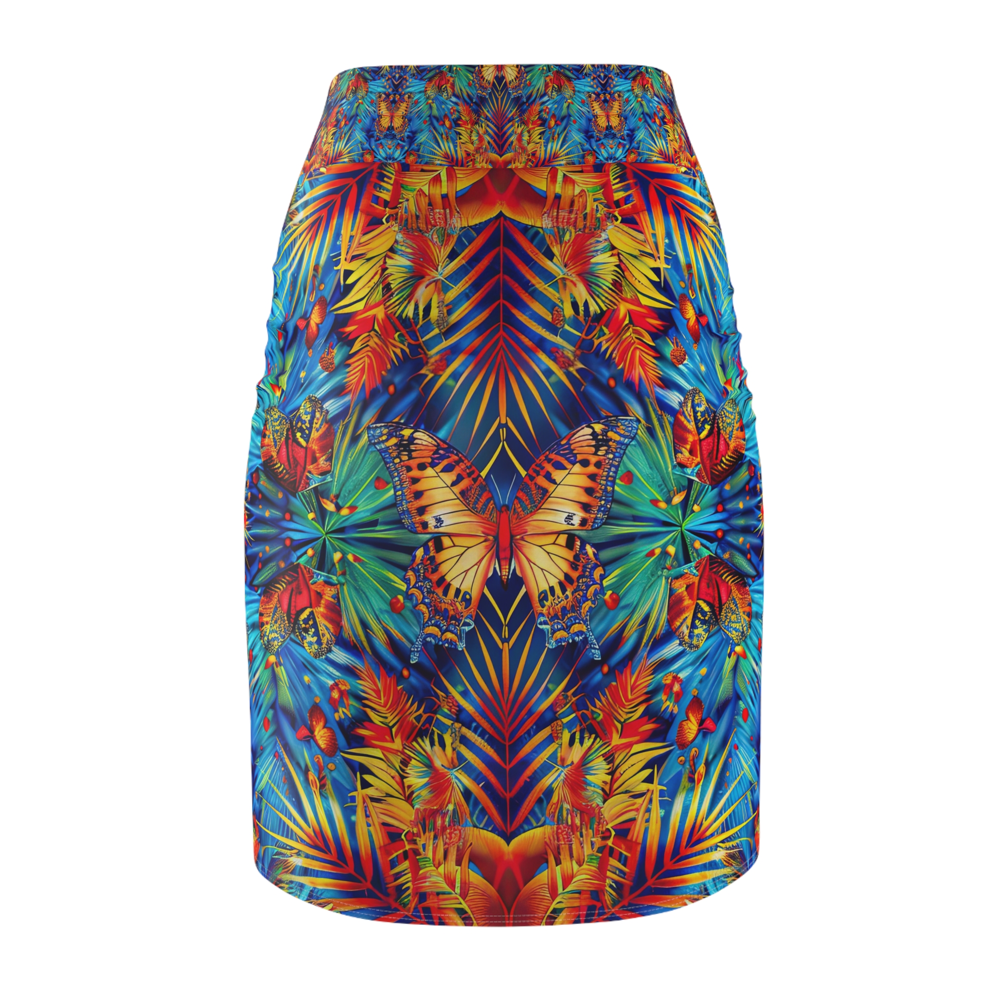 Tropical Butterfly Print Women's Pencil Skirt - Vibrant Summer Style - Image 3