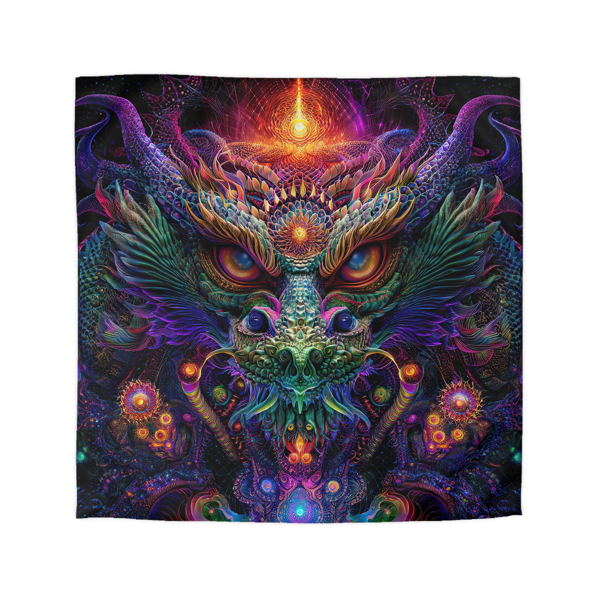 Psychedelic Dragon Microfiber Duvet Cover - Vibrant Fantasy Bedding for Bohemian Decor - Image 7