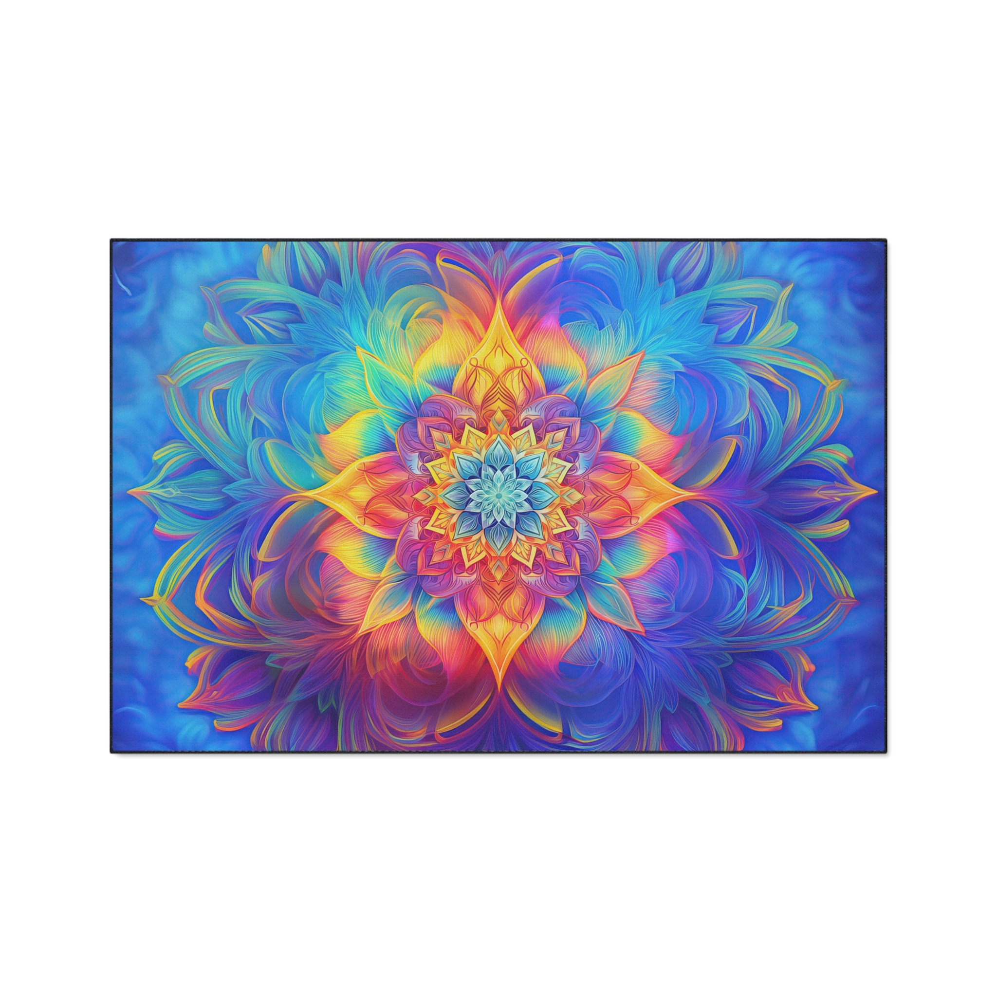 Floor Mat - Psychedelic Kaleidoscope Fractal Rainbow Design - Image 2