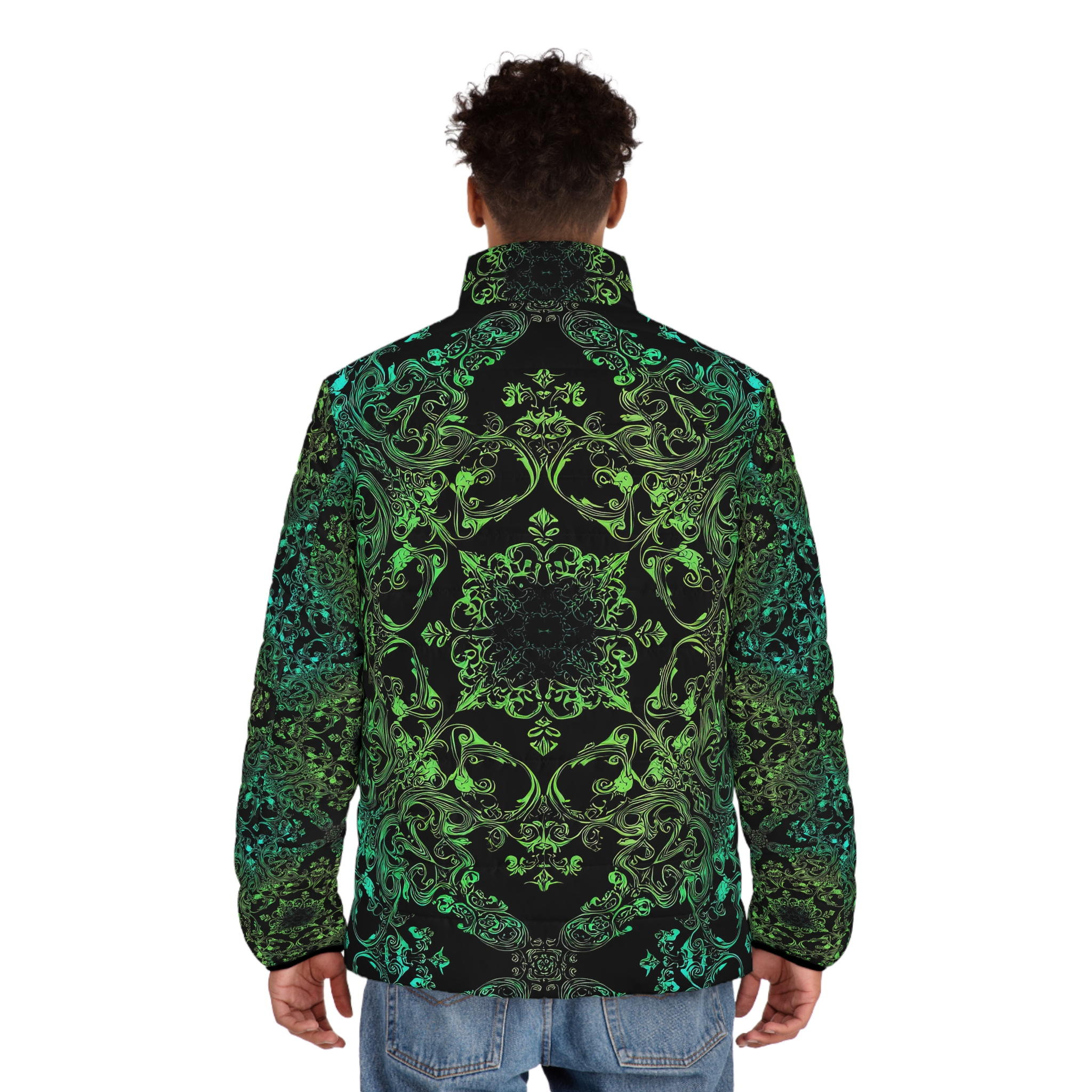 Men's Puffer Jacket - Vibrant Swirl Pattern for Stylish Comfort - Image 4
