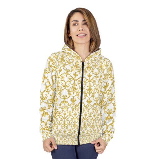 Elegant Floral Unisex Zip Hoodie for Cozy Styling