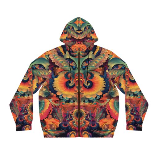 Vibrant Floral Men's Full-Zip Hoodie - Colorful, Cozy Statement Piece for Everyday Wear