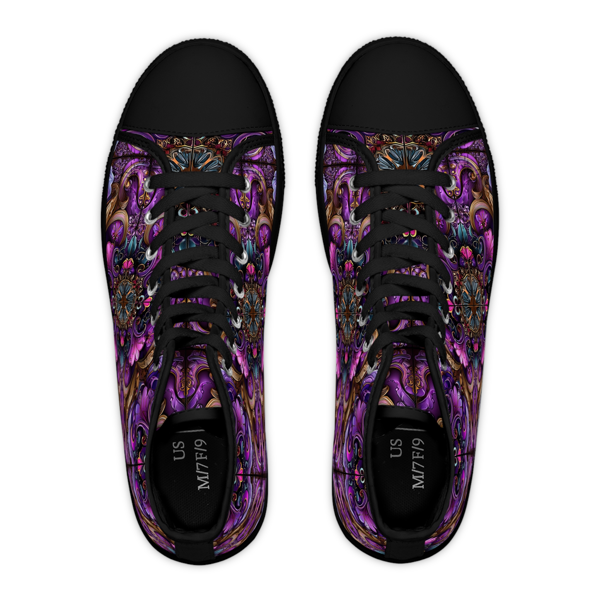 Bohemian High Top Sneakers - Colorful Floral Design for Trendy Women - Image 2