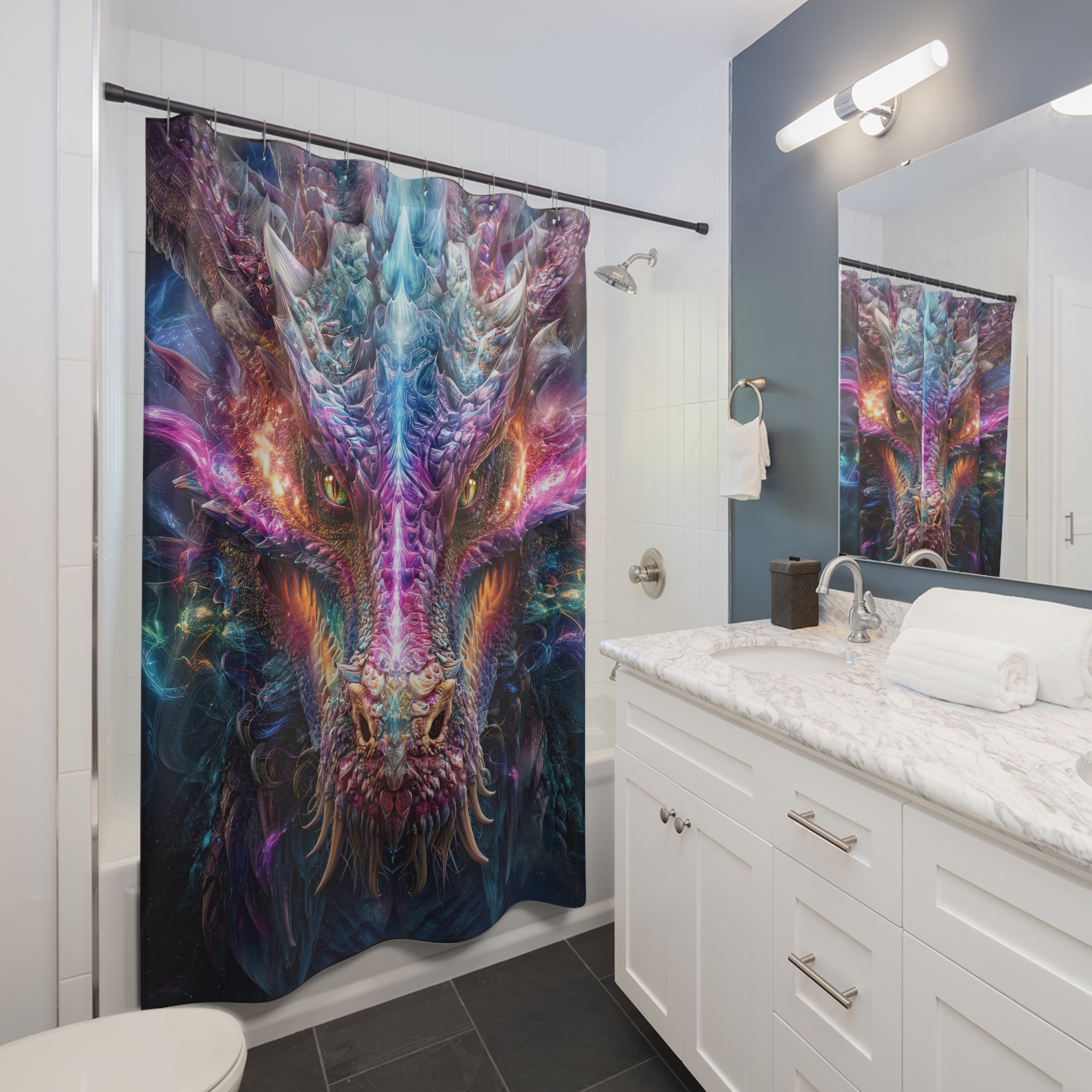 Vibrant Dragon Shower Curtain - Fantasy Home Décor for Bold Spaces - Image 4