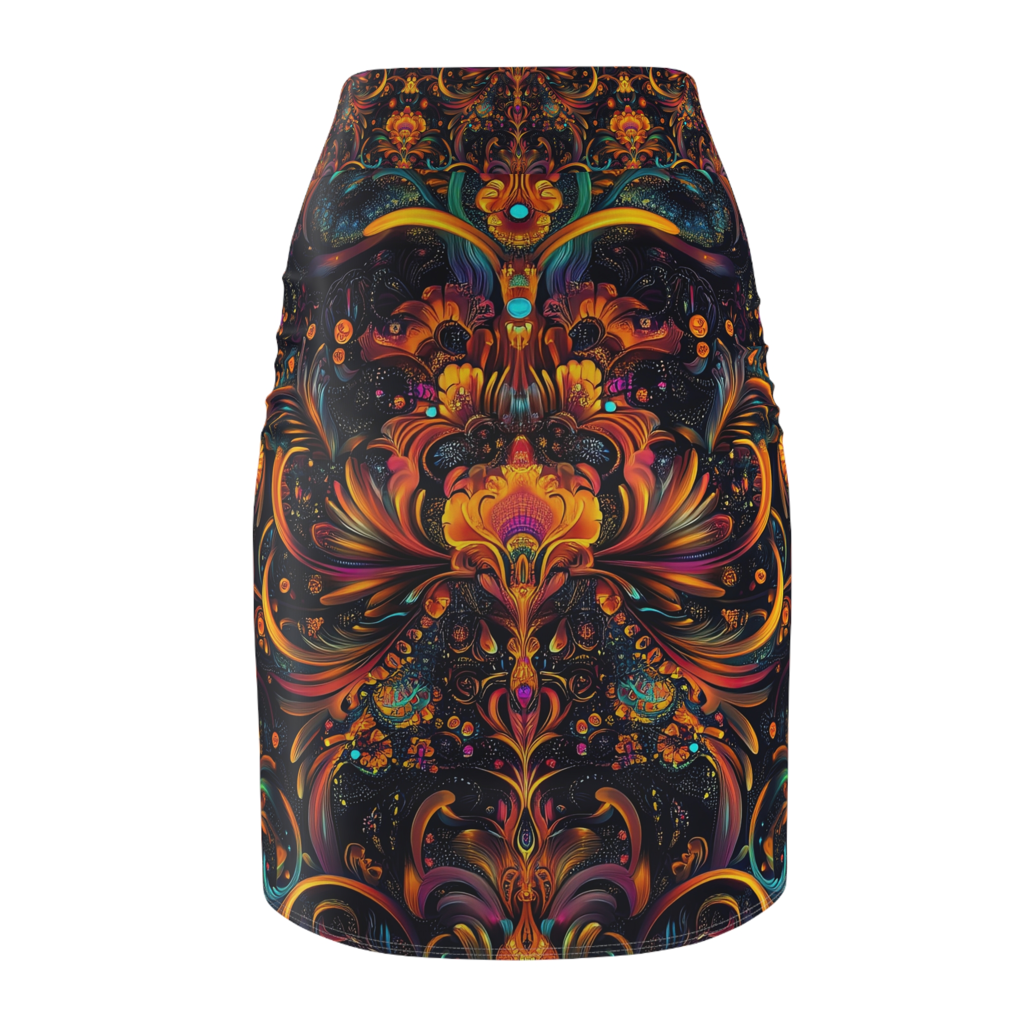 Vibrant Floral Women's Pencil Skirt - Colorful Couture for Every Occasion - Image 3