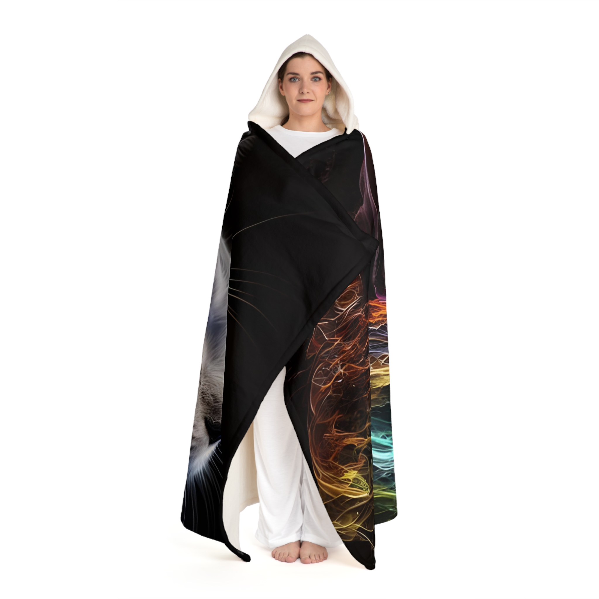 Super model Kitty Hooded Sherpa Fleece Blanket - Image 2