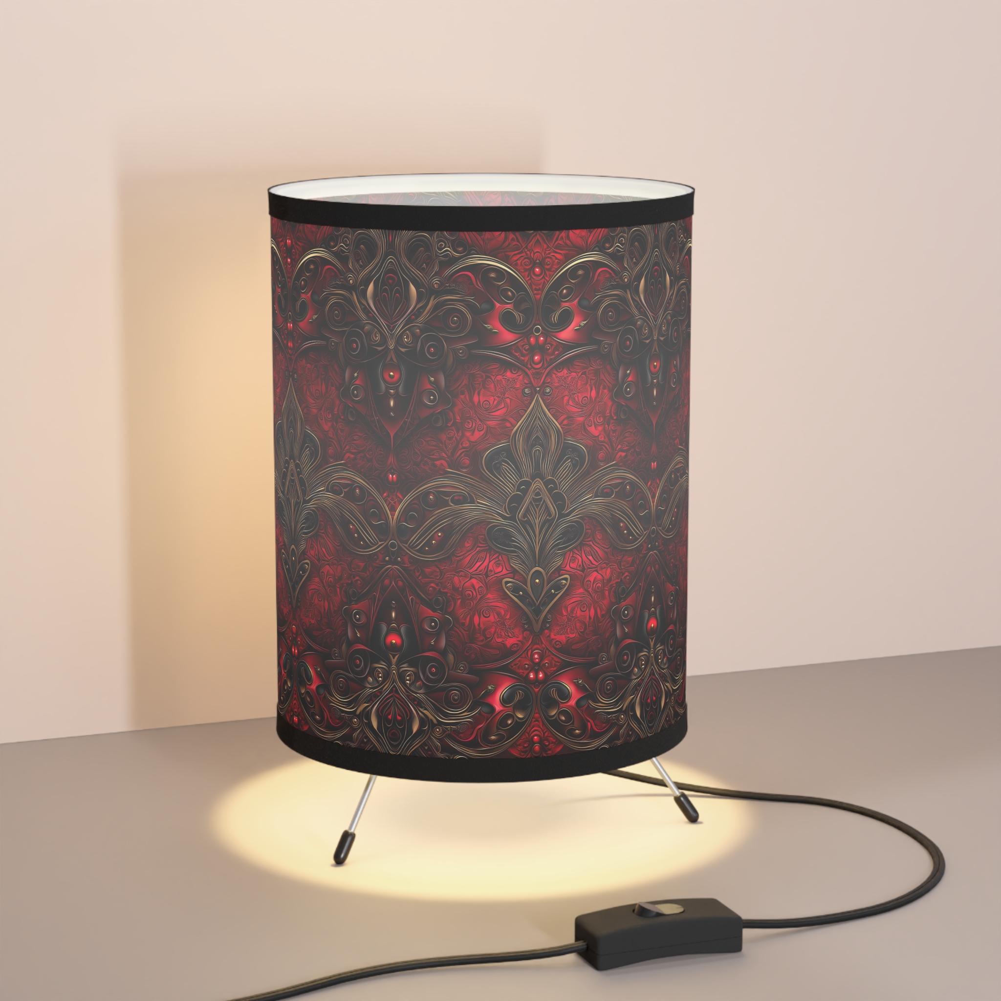 Elegant Tripod Lamp with High-Res Noble Ruby Shade - Image 6