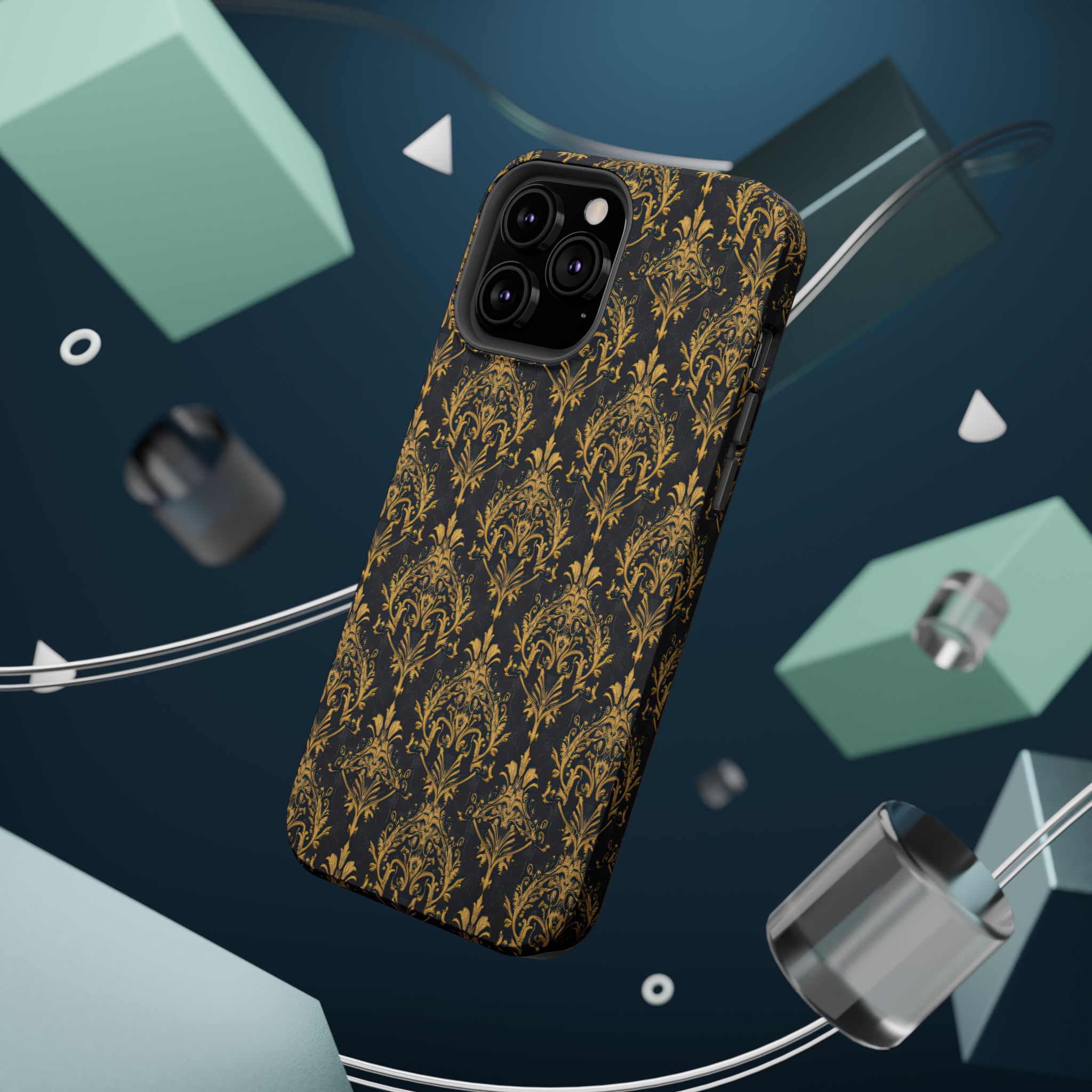 Elegant Gold Floral Magnetic Tough Case - Stylish Protection for Your Phone - Image 67